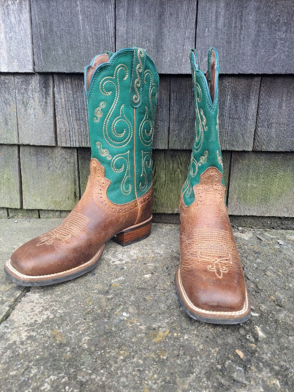 Women's Justin boots - teal and brown cowboy boots